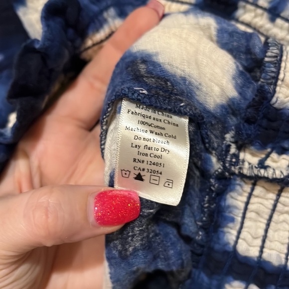 Anthropologie Porridge Tie Dye Peasant Top blue white M gorgeous - Picture 5 of 8